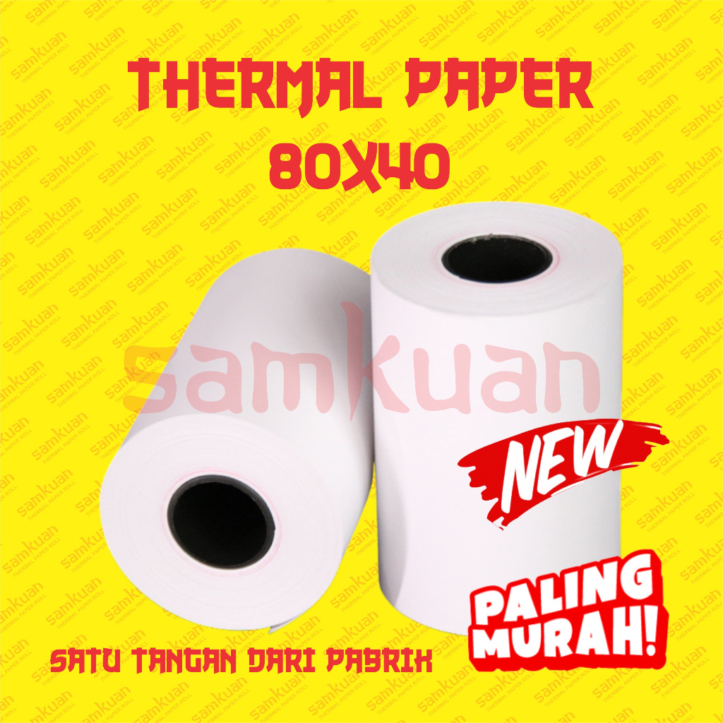 

KERTAS THERMAL STRUK KASIR / PPOB PAPER ROLL 80X40 TERMAL POS RECEIPT MINI PRINTER BLUETOOTH 80MM 80X40MM PANDA VSC EPPOS IWARE CORE
