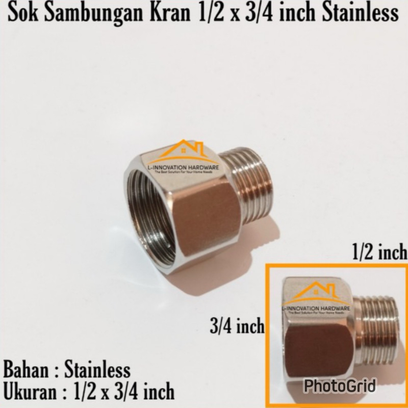 sambungan kran air dari 3/4 ke 1/2 inc sok kran air sambungan kran air stainless