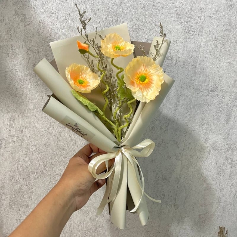 buket bunga artificial | bunga poppy | buket wisuda| single buket