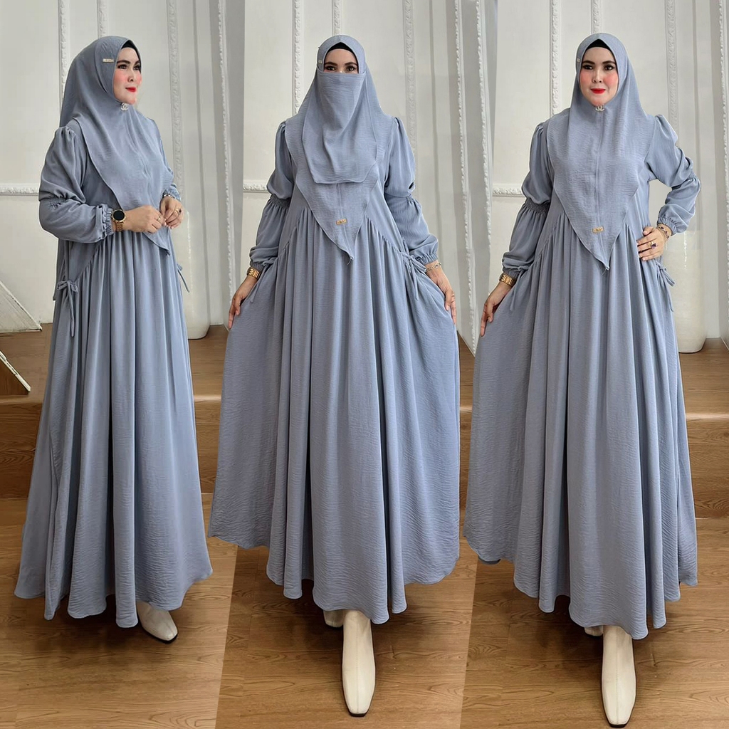 BISA COD One Set Gamis Syari Kode GOZELA Bahan Kringkel Premium By Ory AjeZas Collection