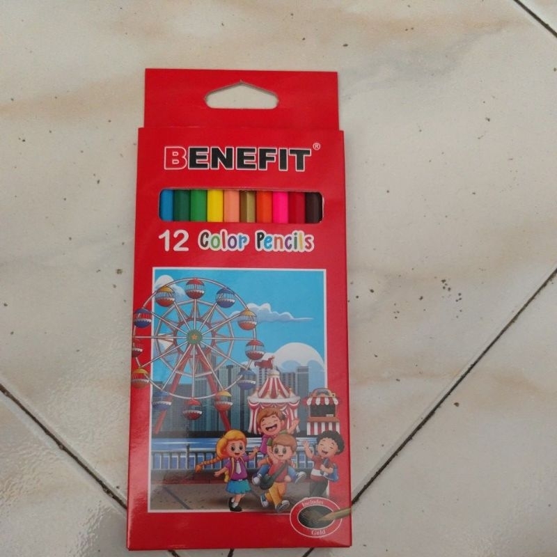 

pensil warna benefit panjang isi 12