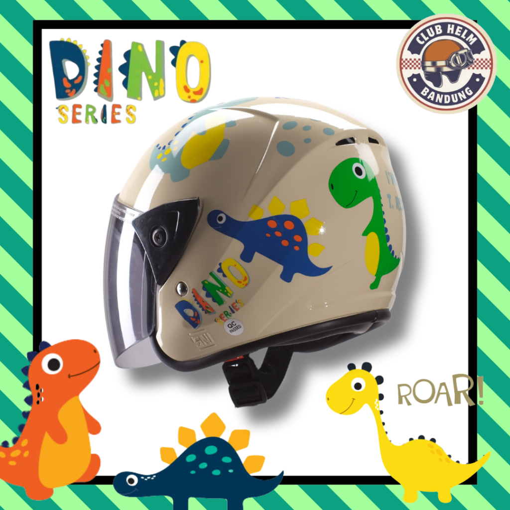 Helm Anak Premium SNI Cowo Cewe Junior Karakter Dinosaurus Dino Laki Lucu 1 2 3 4 5 6 7 8 Tahun