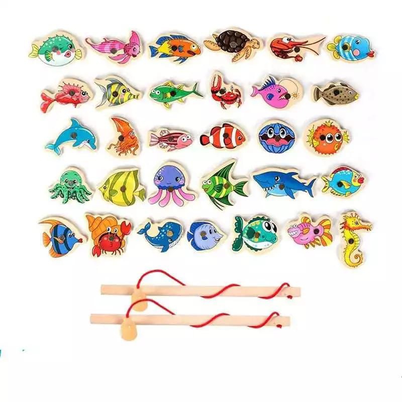 {OTU} Mainan Anak Pancingan Ikan Magnet Kayu Edukasi Fishing Pancingan / Mainan Puzzle Magnet Box Be