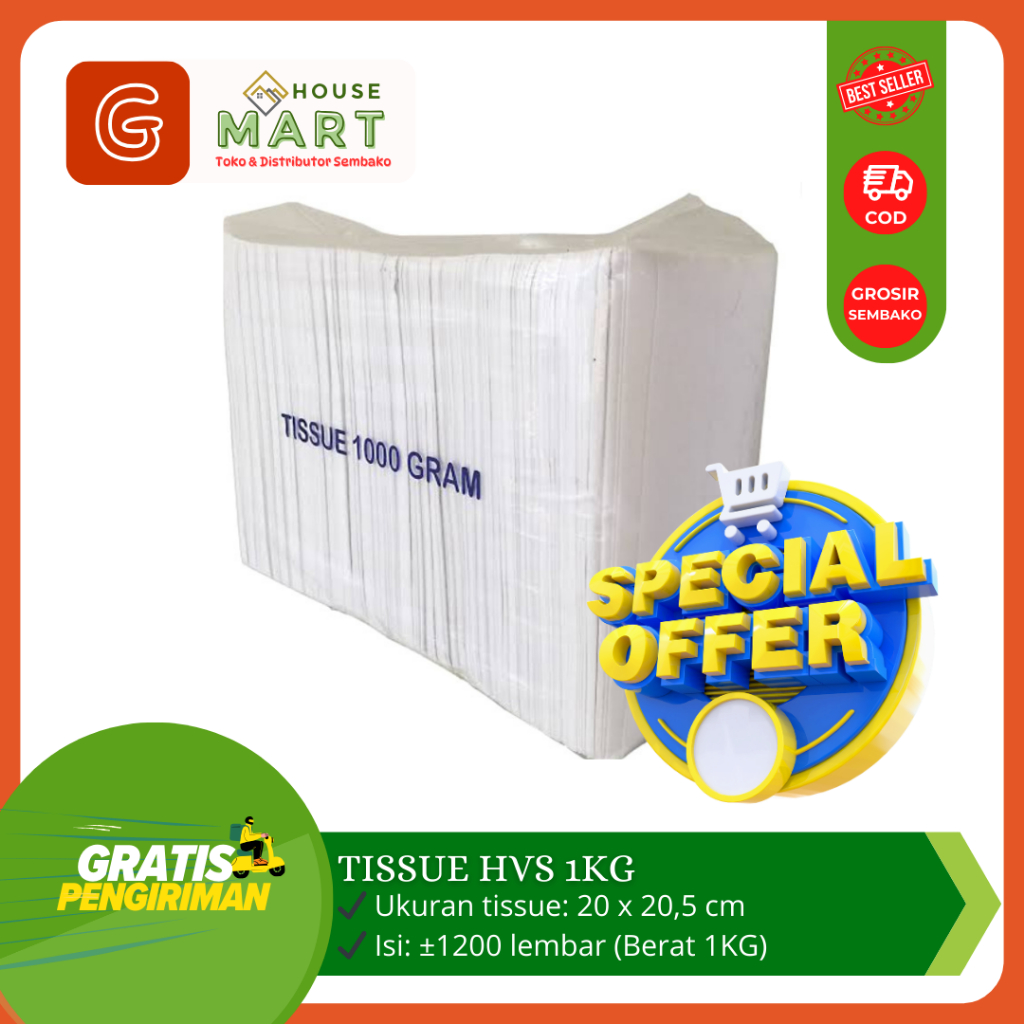 Tissue Facial HVS Kiloan Murah 1kg / Tissue Murah  1000 gr Grosir Untuk Toko Sembako / Restoran / Ru