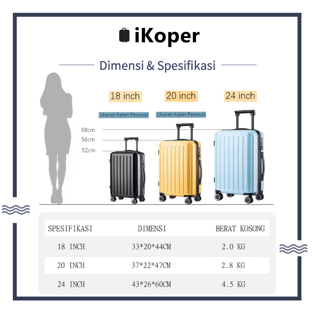 100% Aman [Ikoper] Koper 18 Inch Original Polo Cabin Size Koper Import Koper N