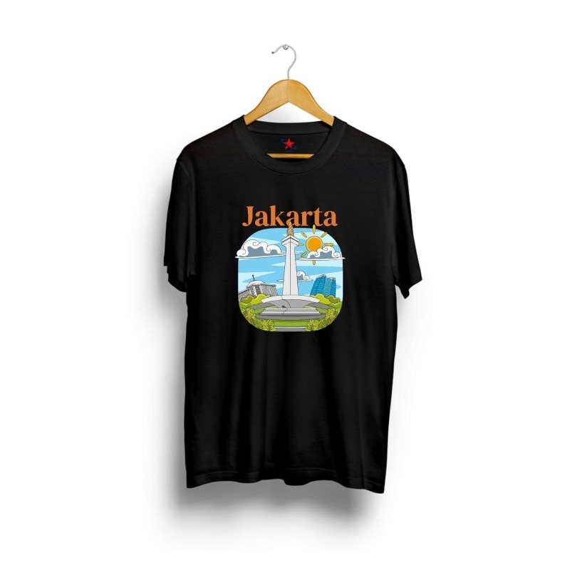 Baju Kaos Jakarta Tugu Monas Souvenir DKI kaos dewasa Unisex Pria Wanita | Ligar24 Tshirt