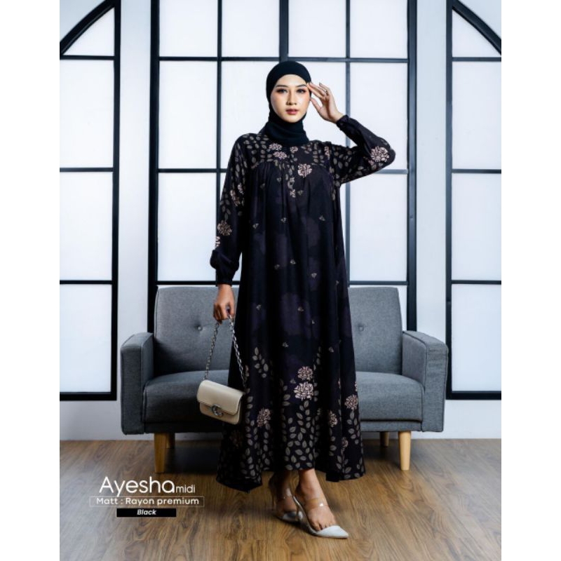 AYESHA MIDI DRESS✅✅GHINA FASHION ORY//GAMIS TERBARU//BISA COD