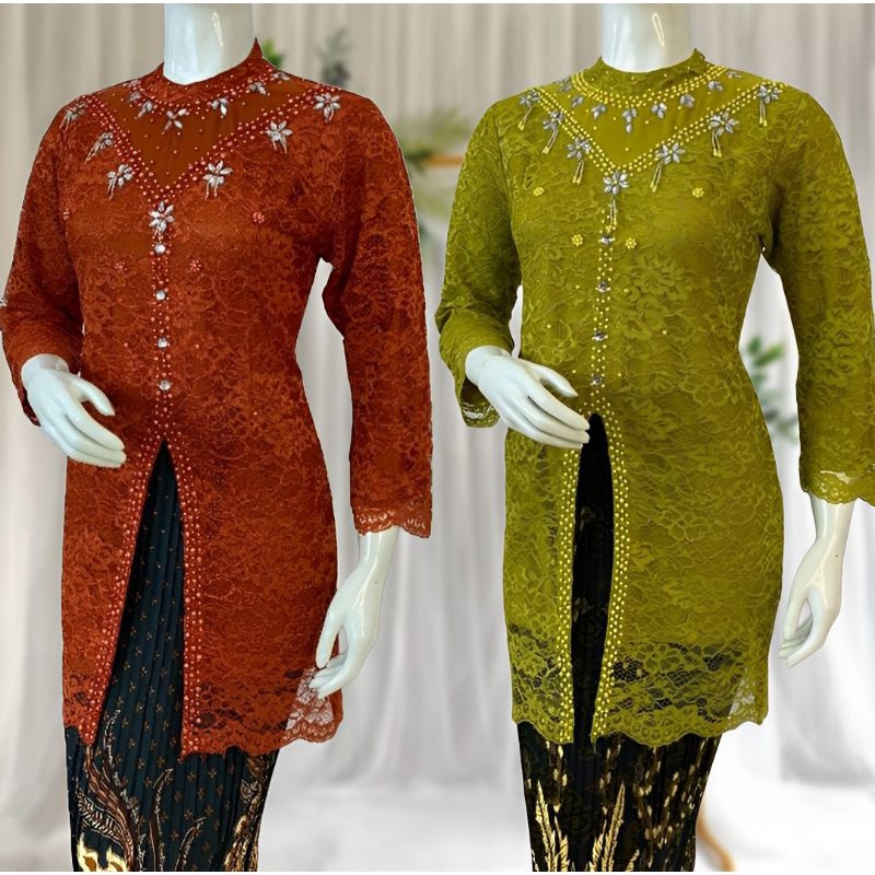 Setelan Kebaya Tunik Brokat Atasan Kebaya Modern Isyana Payet Baju Kondangan Mewah