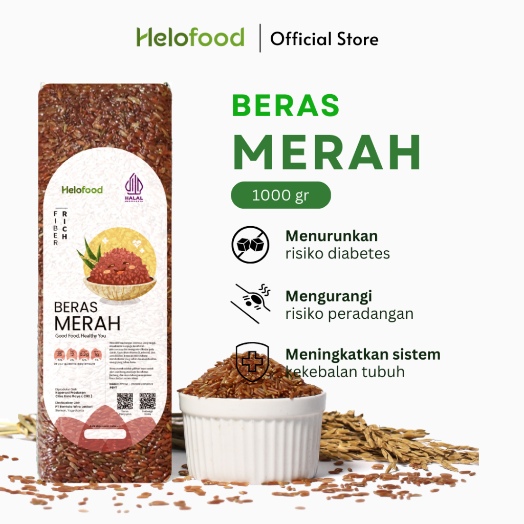 

Beras Merah Organik Super Helofood - Beras Diabetes - 1 Kg - Halal - Cocok Untuk Diet