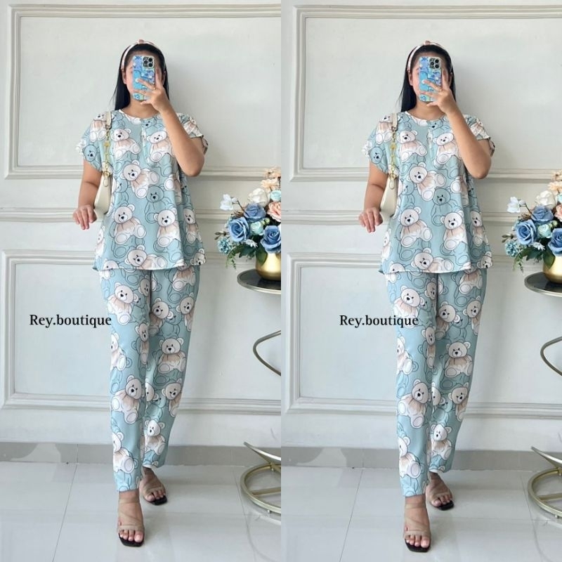 PIYAMA WANITA RAYON MOTIF / SET WANITA TANGAN PENDEK MOTIF / PIYAMA BUSUI MOTIF WANITA TERBARU MURAH