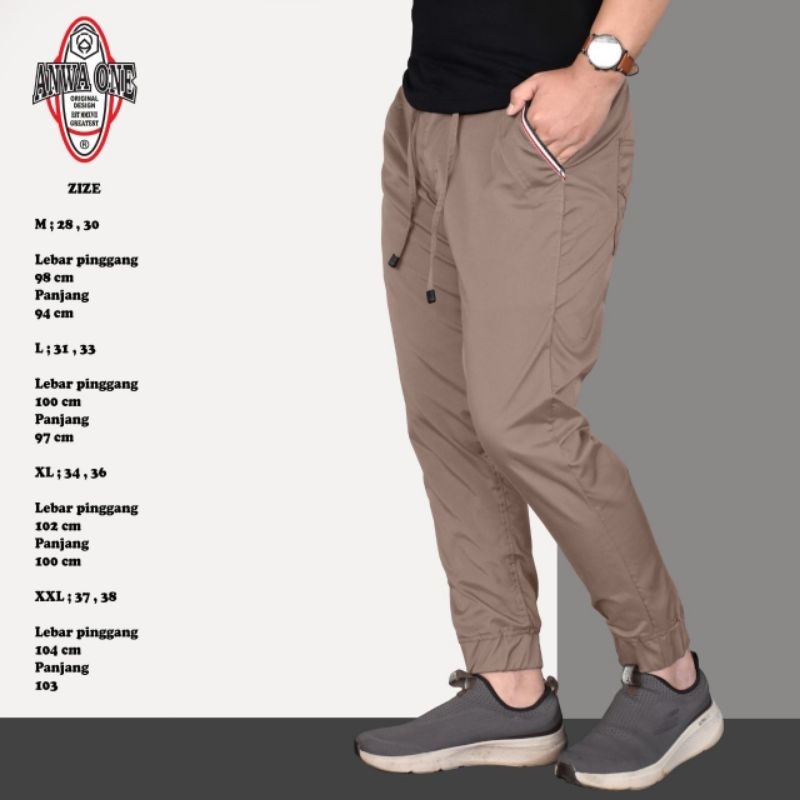 Celana Jogger Original Anwa One Slim fit Bahan Twell Streat Premium,Celana Jogger Pria Slimfit Anwa 
