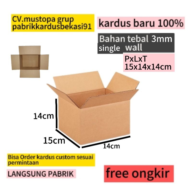 

kardus packing aksesoris falsu 15x14x14cm tebal 3mm