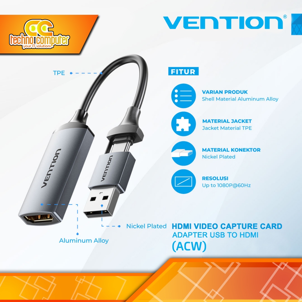 VENTION HDMI Video Capture Card USB to HDMI Game Capture - ACW