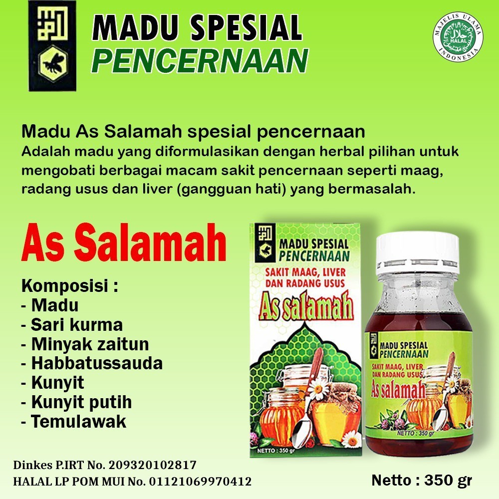 

Madu As Salamah Spesial Pencernaan Sakit Maag / Liver / Radang Usus Assalamah