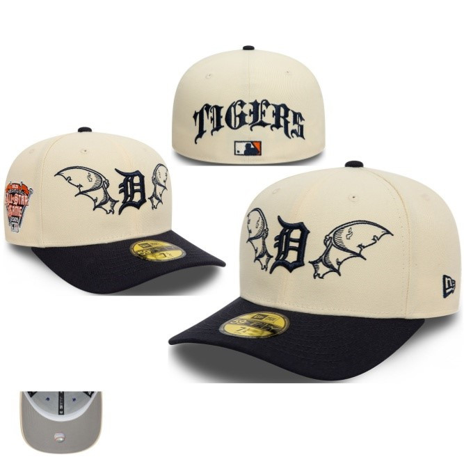 Topi Fitted Detroit Tigers All Star Game Wings Cream Black Build Up Curved Bordir Caps