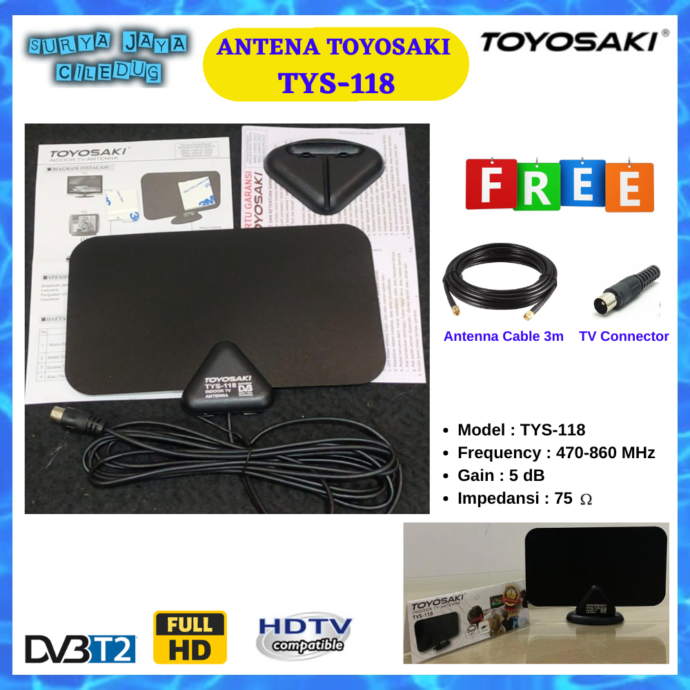 ANTENA TV TOYOSAKI TYS 118 KABEL 3m / ANTENA DIGITAL TOYOSAKI INDOOR