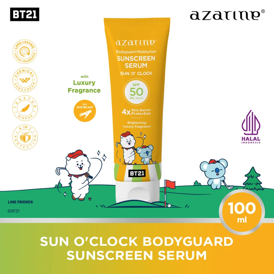 AZARINE BT21 Body Guard Moisturizer Sunscreen Serum Sun O'Clock 100 ml
