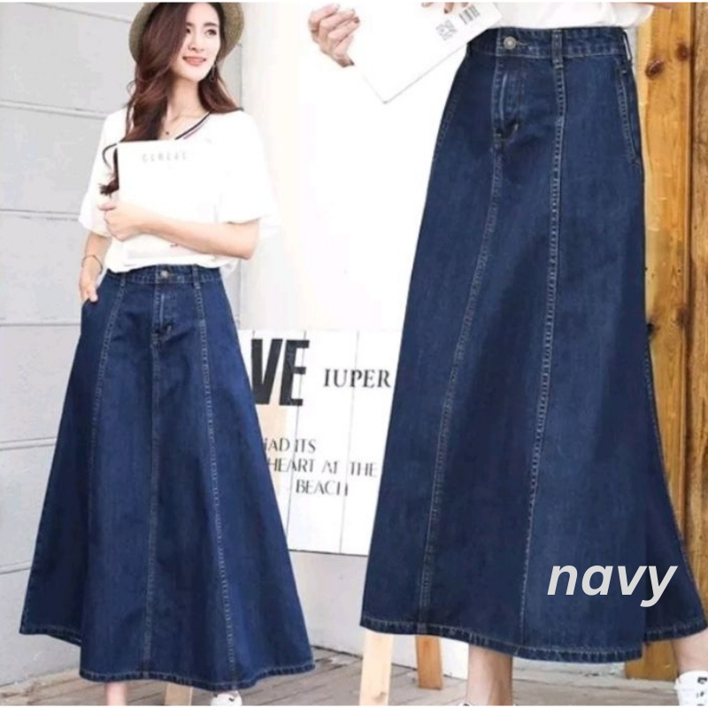 Highwaist Rok Jeans # Rok Jeans Wanita 7/8 # Rok Jeans Terbaru 2024 # Rok Jeans