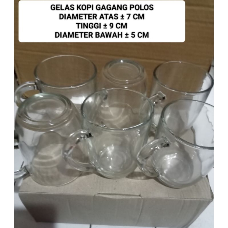 GELAS GAGANG KOPI POLOS HARGA 1 LUSIN GELAS