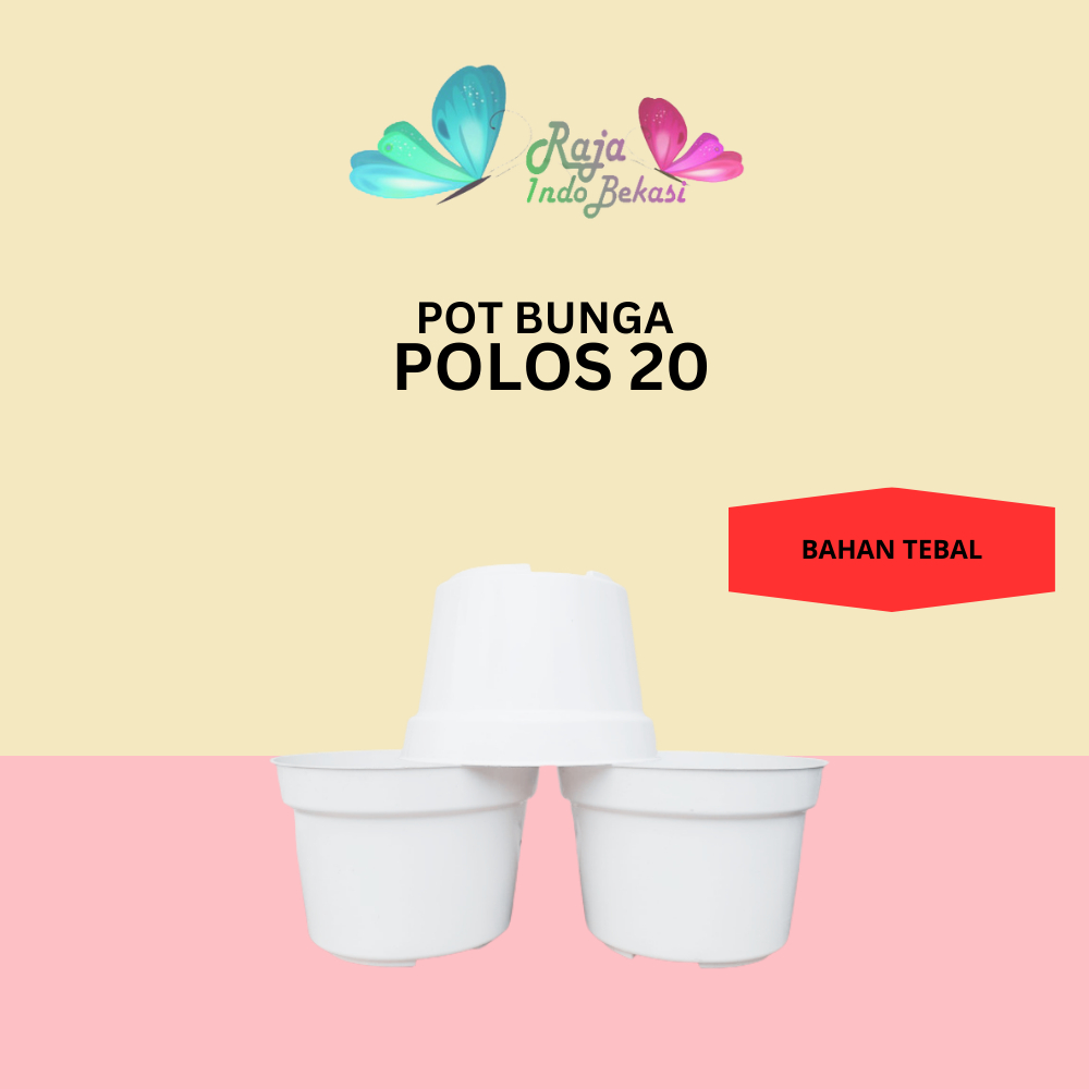 Pot Bunga 20cm Putih Motif Serat Kayu / Polos - Pot Plastik 20 Cm Putih Bibit Bunga Putih