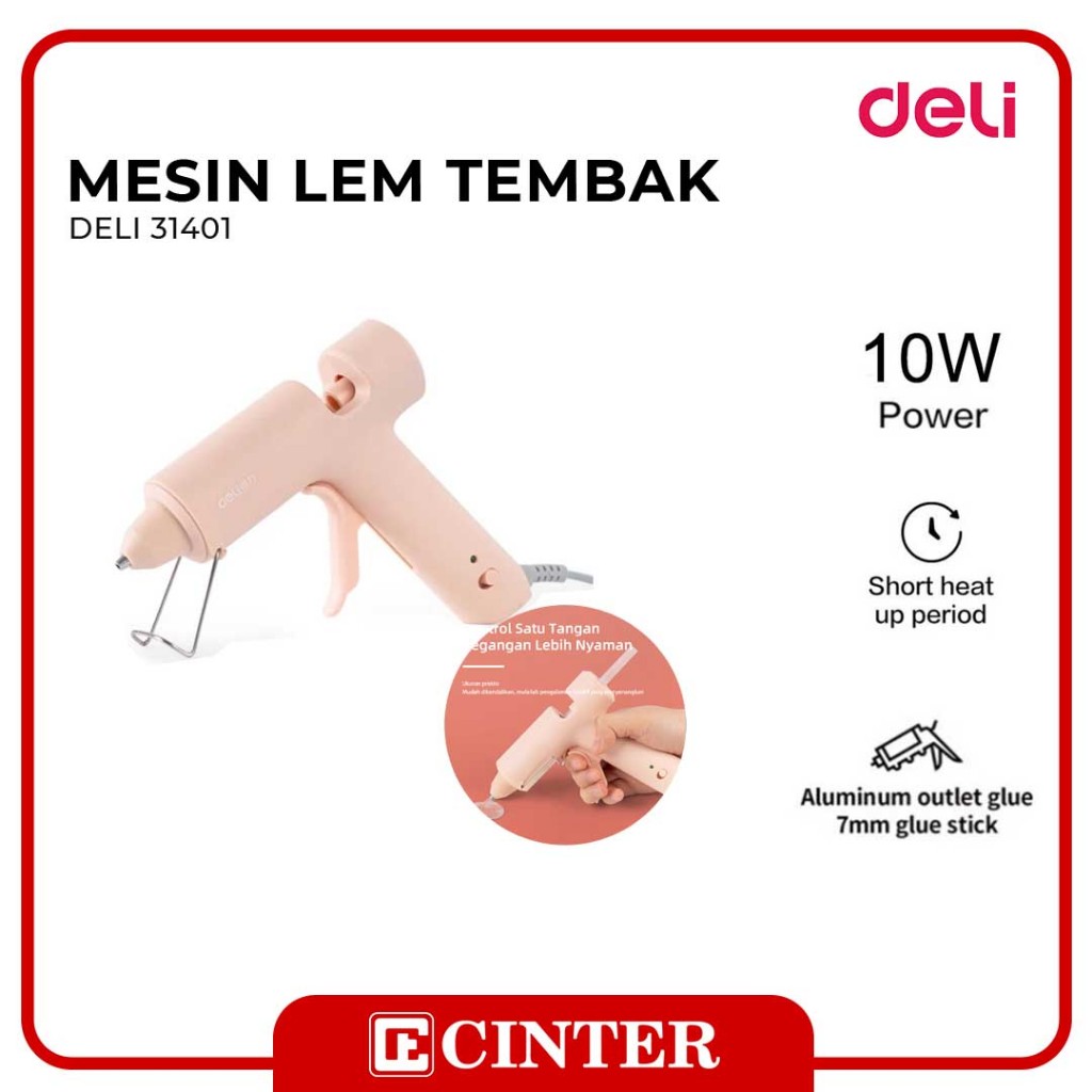 DELI - LEM TEMBAK / HOT MELT GLUE GUN 31401 10W WARNA PINK