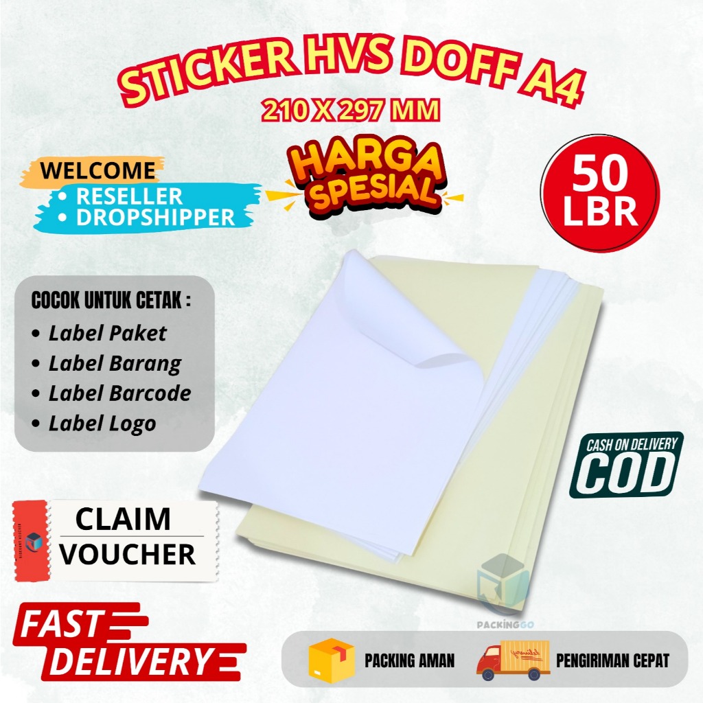 

STICKER HVS A4 ISI 50 LEMBAR / KERTAS STIKER HVS INKJET DOFF A4