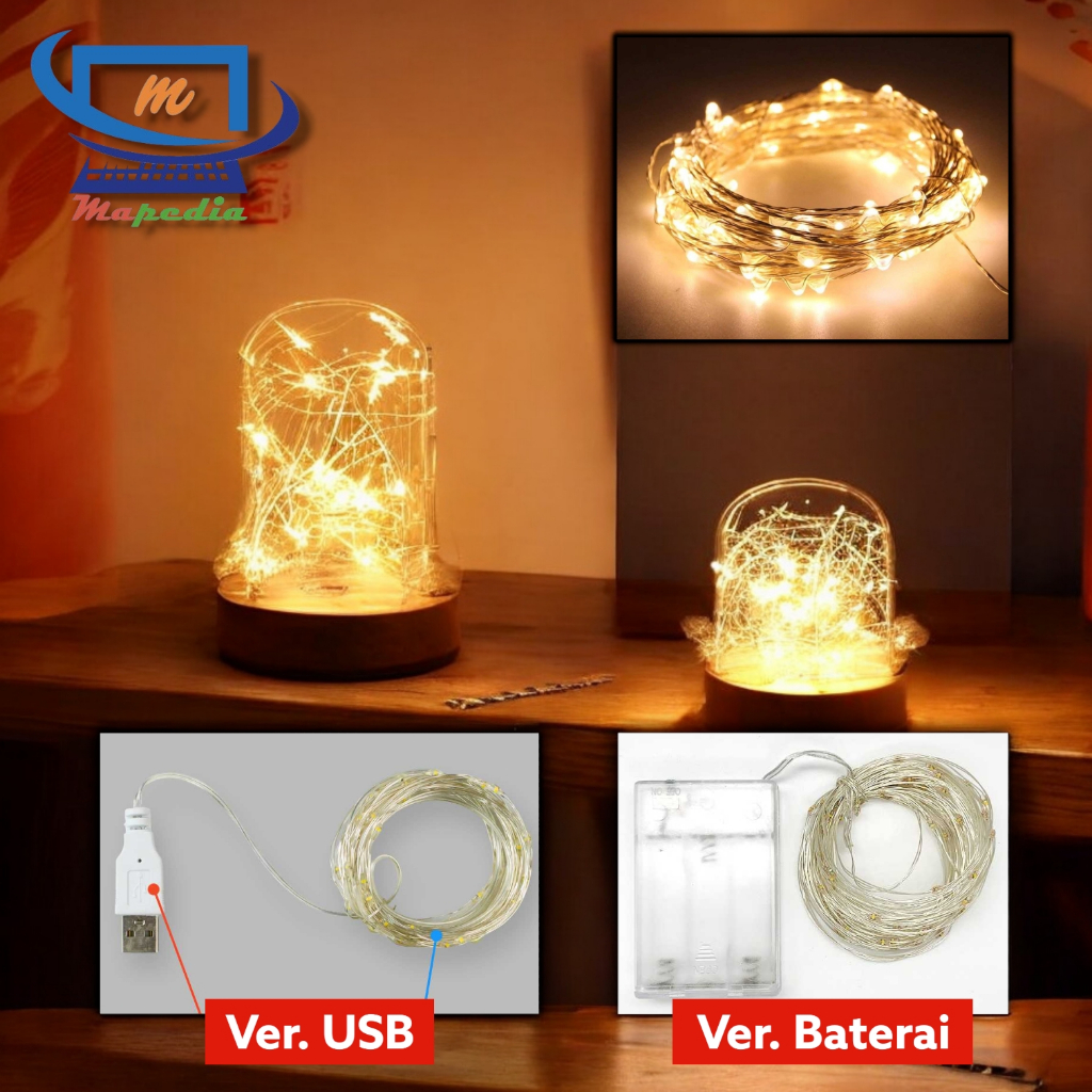 Lampu Tumblr Led USB Hias Dekorasi Panjang Kawat Warm White Kuning Warna Warni 5 dan 10 Meter