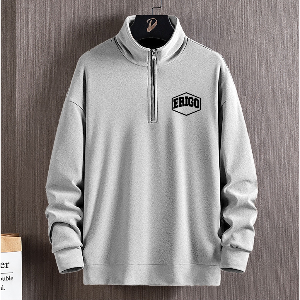 ERIGO Jaket Sweater Crewneck Half Zipper Halzip Dewasa Pria Wanita BIG SIZE Unisex TERLARIS