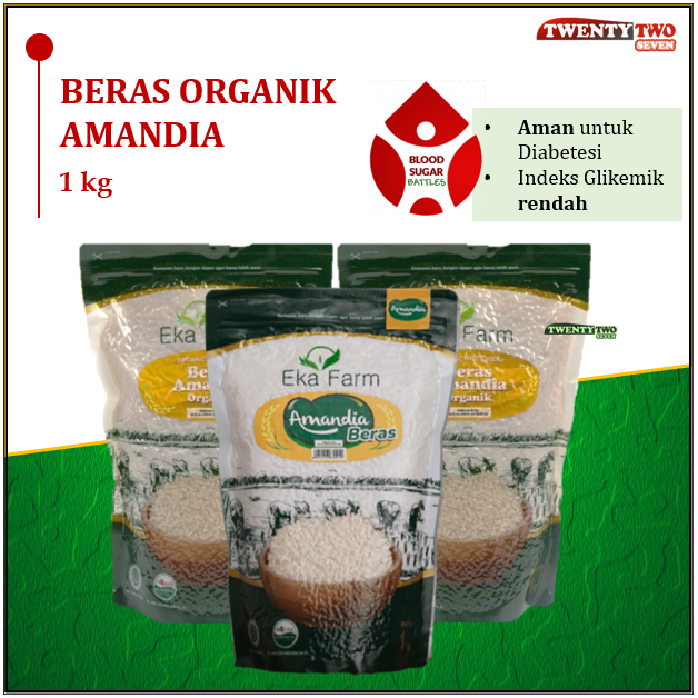 

EKA Farm - Beras Amandia (Rendah Gula / Beras Diabetes) Diet Aman Diabetes Low Calorie Sugar Organik 1 Kg