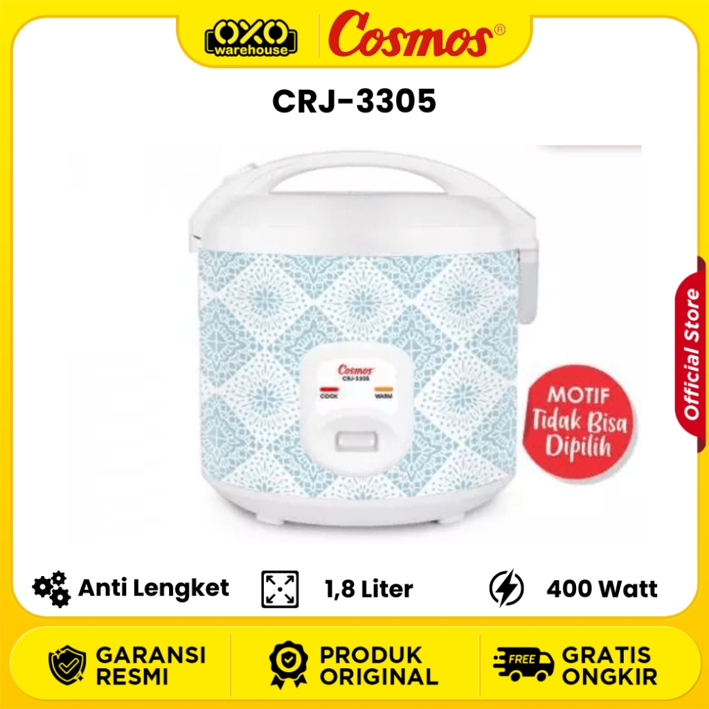 COSMOS Rice Cooker 1,8 Liter Magicom Anti Lengket CRJ 3305 Motif Random Garansi Resmi 1 Tahun