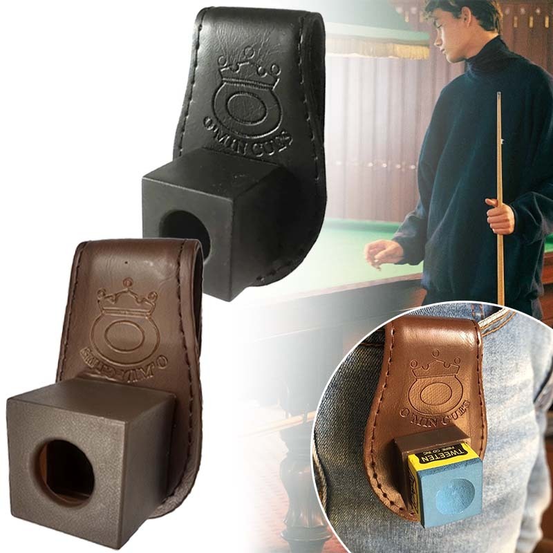 Chalk Holder Billiard Universal Chalk Box Billiard Kulit Tempat Chalk Billiard Magnetic Chalk Holder