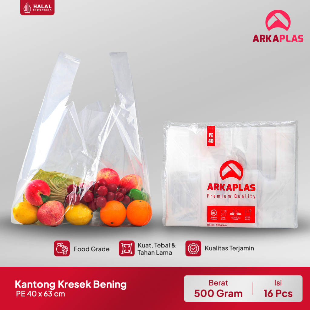 ARKAPLAS Plastik Kantong Kresek PE Bening 40x63