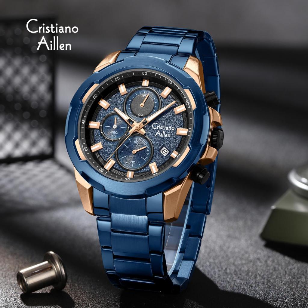 JAM TANGAN PRIA CRISTIANO AILLEN/CA 8894 RANTAI CRONO ORIGINAL WATER RESISTANT