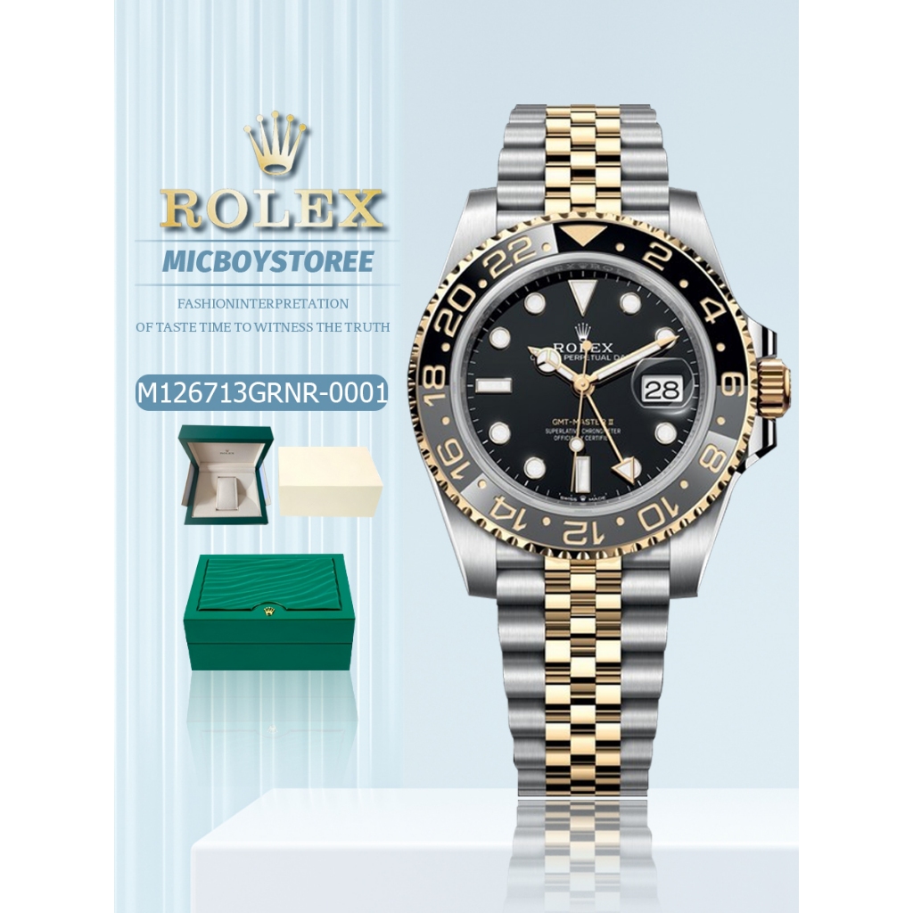 【✨100% ORI】Original ROLEX jam tangan ori gmt master ii 40mm Stainless Steel - Yellow Gold GRNR Jubil