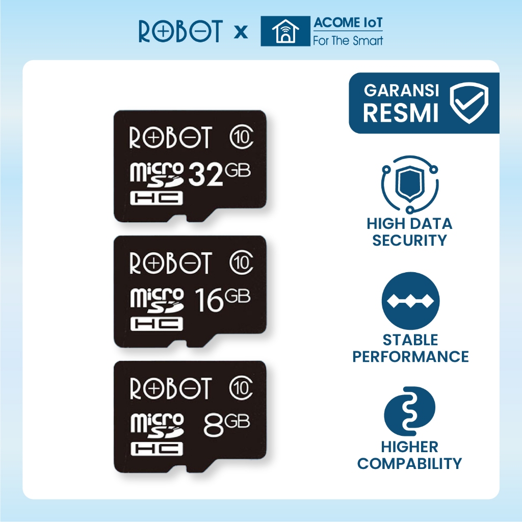 ROBOT Memory Card Kartu Memori HP Micro SD Card 8GB 16GB 32GB Class 10 Speed with Package