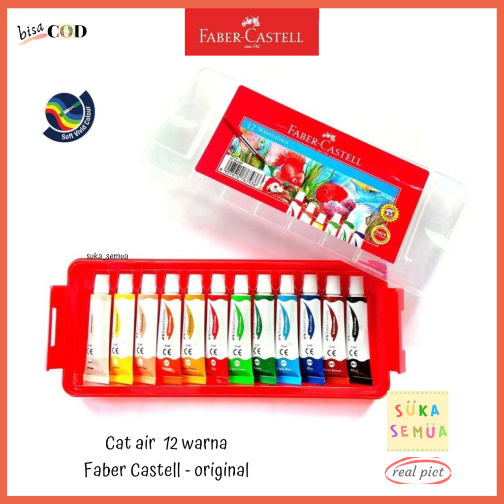

Cat Air 12 Warna Faber Castell (ORIGINAL) Box // Water Colour Color Colours Cat Kuas - COD Bandung