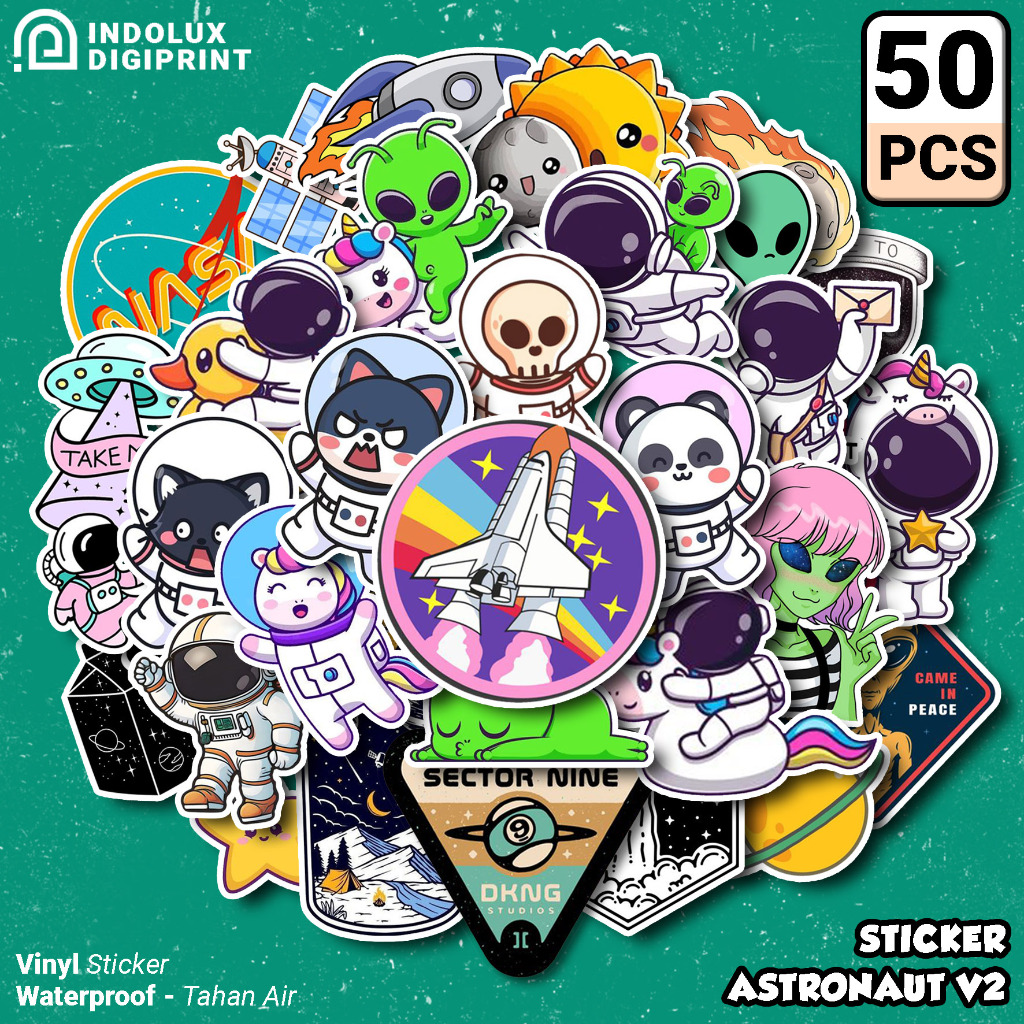 

Stiker Astronaut 50 PCS Lucu Set Sticker Astronot Aesthetic Planet Nasa Untuk Koper Gitar Laptop