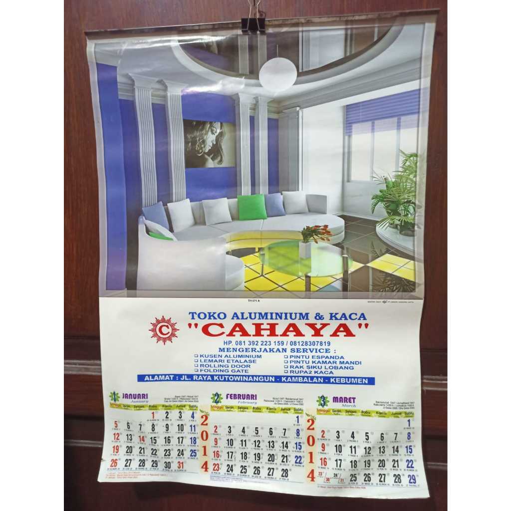 Koleksi Pajangan Jadul Kalender Tahun 2014 Toko cahaya Kebumen