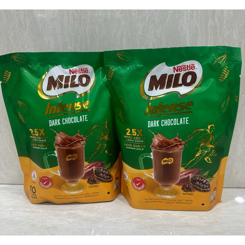

MILO INTENSE DARK CHOCOLATE MINUMAN MALT COKLAT MALAYSIA ( 10 SACHET )