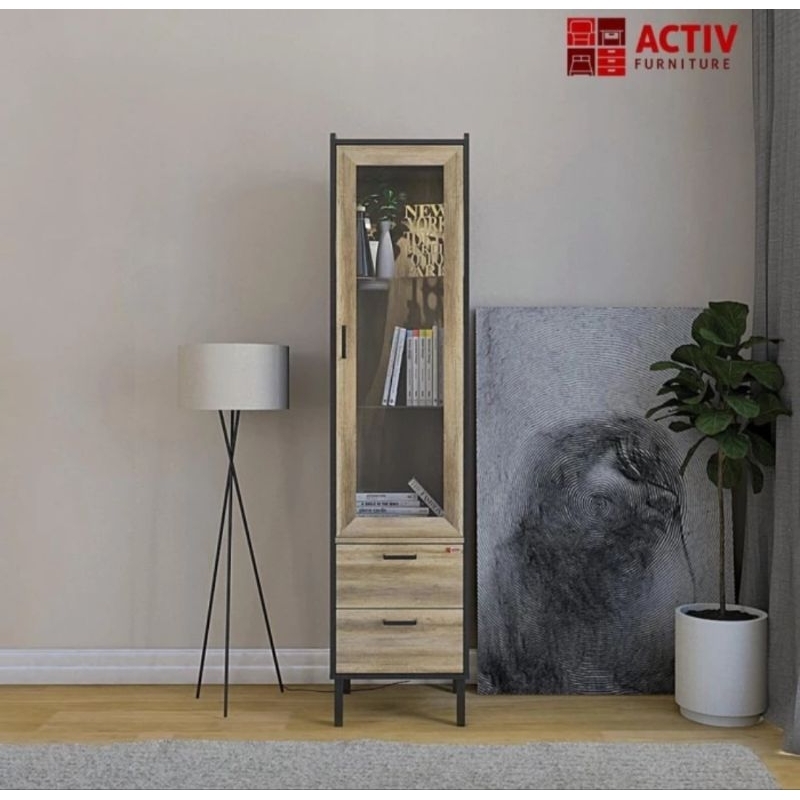 lemari hias 1 pintu lemari pajangan kaca JAZZ LH 40 cm