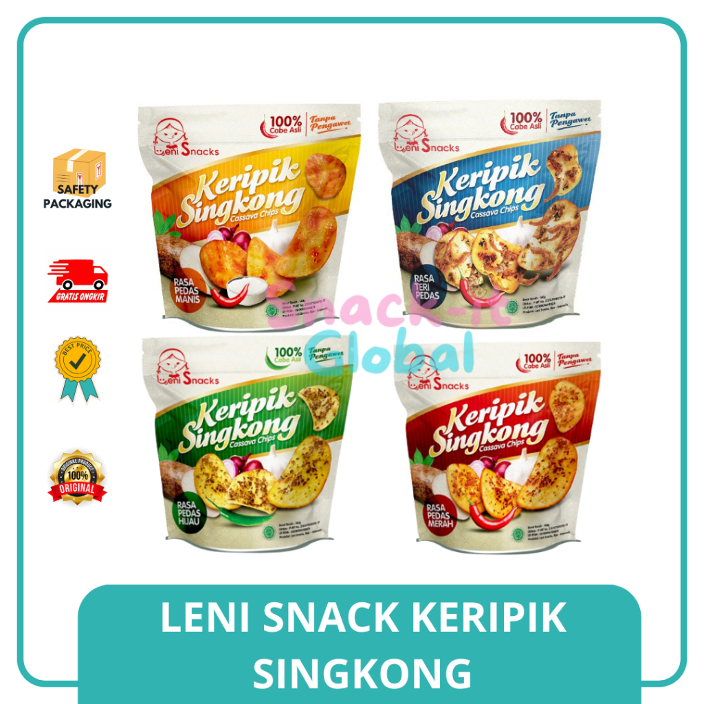 

[GROSIR] Leni Snacks Keripik / Kripik Singkong Pedas Manis Pedas Hijau Pedas Merah