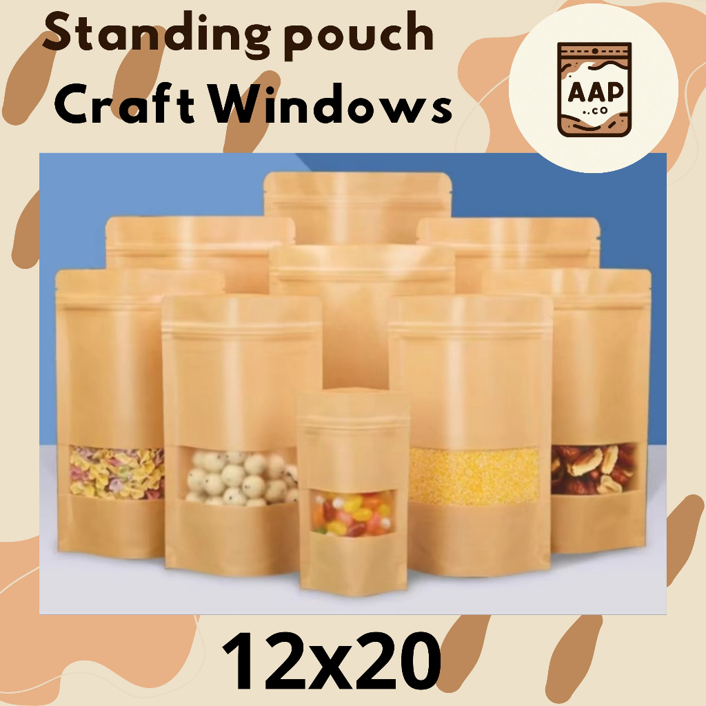 STANDING POUCH KRSTANDING POUCH WINDOW ZIPLOCK/STANDING POUCH COKLAT/STANDING POUCH UK 12X20