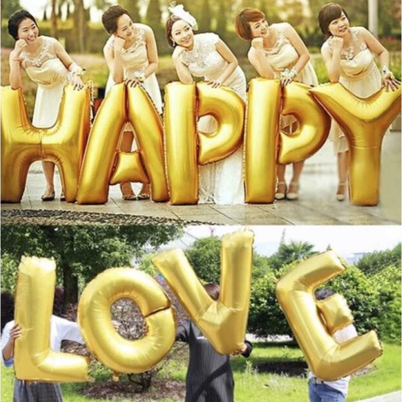 Balon Huruf Jumbo 80 CM Gold