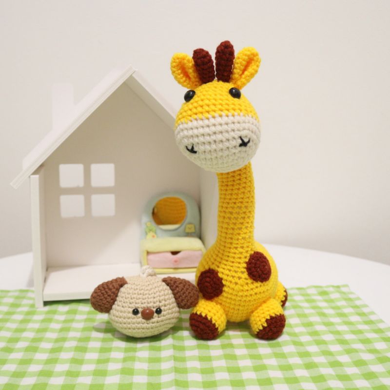 BONEKA RAJUT LUCU / BONEKA RAJUT JERAPAH & GUGUK / GANCI BONEKA RAJUT