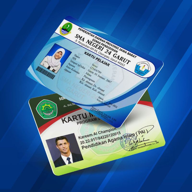 

CETAK KARTU PELAJAR/MAHASISWA/KARTU SANTRI SEPERTI KTP MURAH FREE DESAIN BAHAN TEBAL
