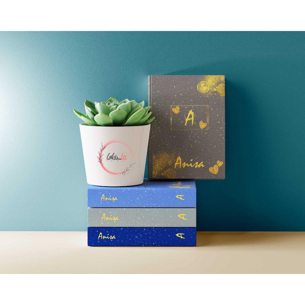 

notesbook, buku catatan hard cover ( custom : nama, inisial, warna & quotes)