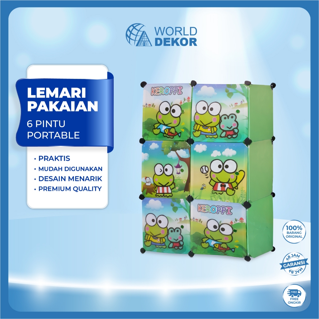 LEMARI PAKAIAN PLASTIK 6 PINTU TERMURAH LEMARI PAKAIAN PORTABLE LEMARI PLASTIK KARAKTER