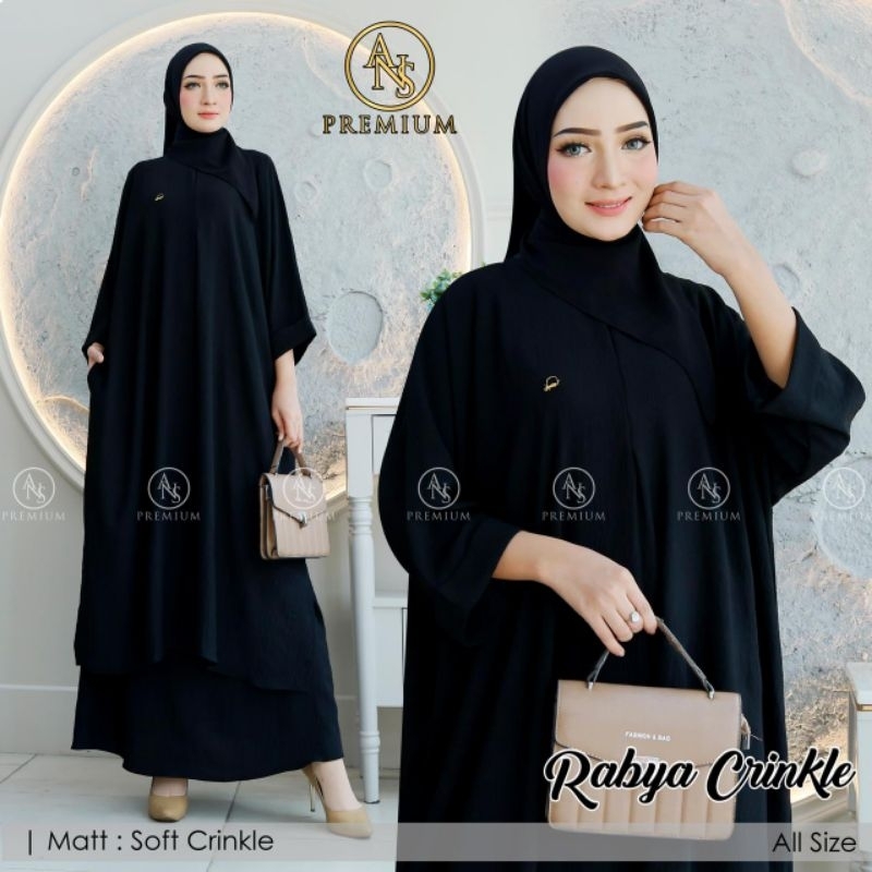 [Grosir/2Pcs]Set Tunik+Rok Crinkle Air Flow Set Rabya Crinkle