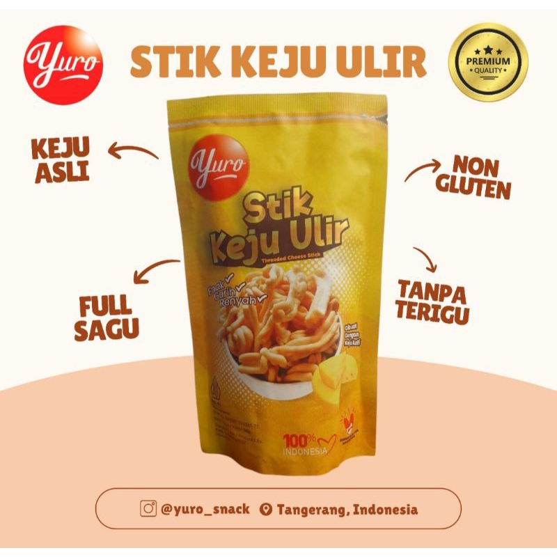 

CHEESE STICK KEJU PREMIUM NON GLUTEN &LEMBUT STIK KEJU ULIR Yuro 58 gr (Keju Asli)
