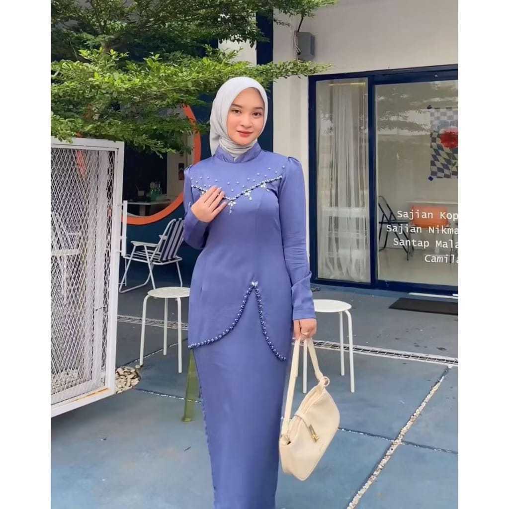 Oneset Baju Kurung Melayu Malaysia Terbaru Baju Kondangan Seragam Bridesmaid Baju Wisuda full payet